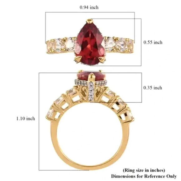 Padparadscha Sapphire and White Topaz Ring - Picture 11 of 11